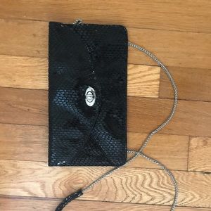 Sorial “snake skin” clutch black